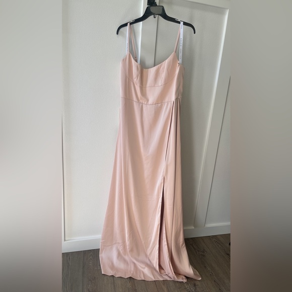 AZAZIE x KENDALL + KYLIE A-Line Side Slit Stretch Satin Floor-Length Dress - Picture 8 of 8